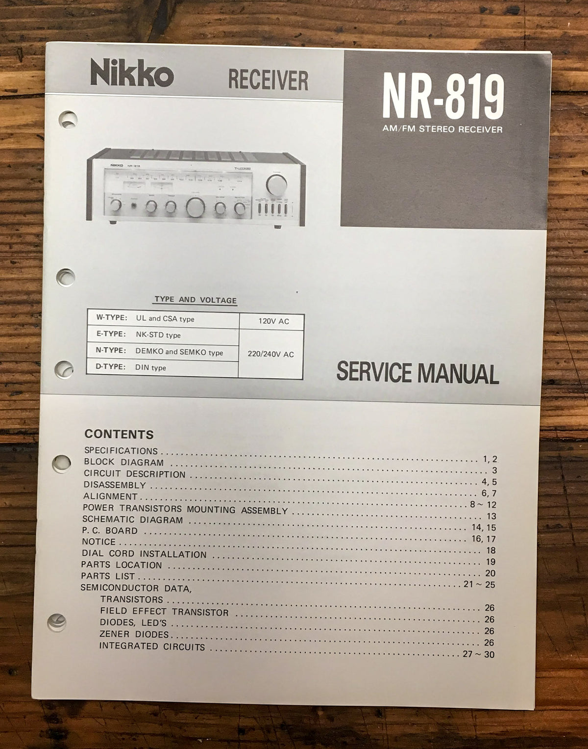 Nikko NR-819 Receiver Service Manual *Original*