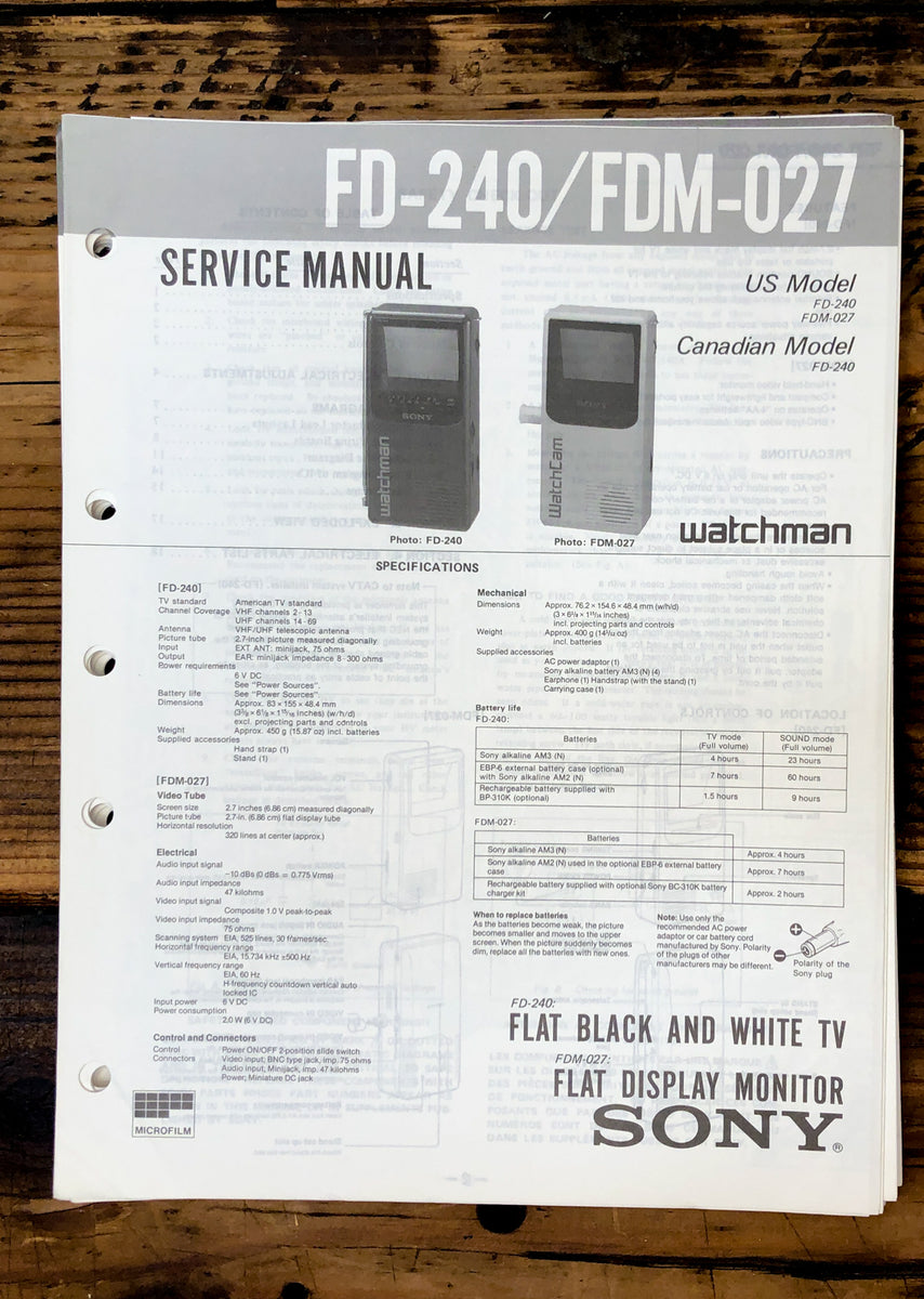 Watchman TV Service Manual *Original* Vintage Audio Store Vintage