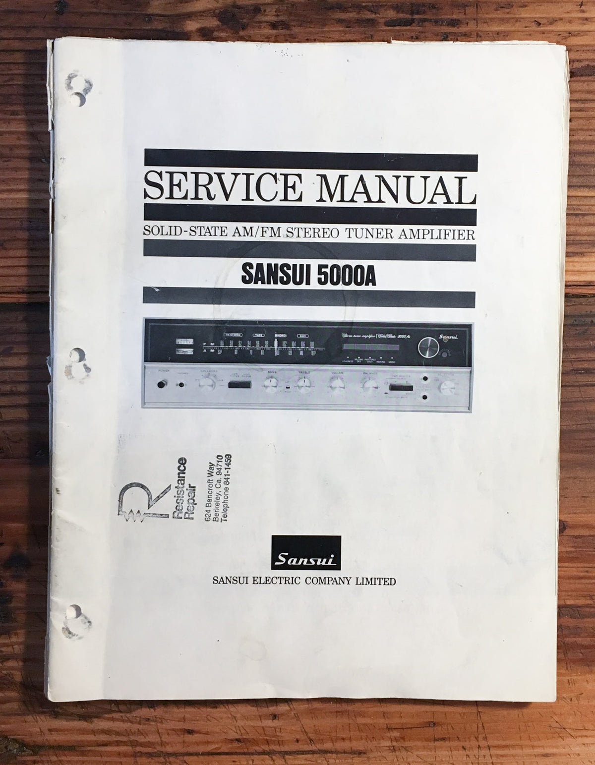 Sansui Model 5000A Receiver Service Manual *Original*