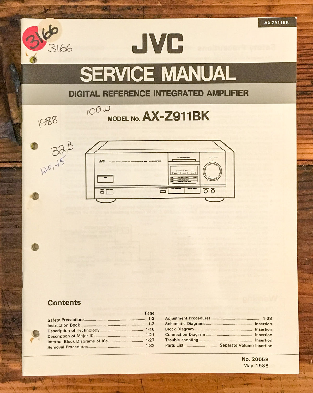 JVC AX-Z911 BK AX-Z911BK Amplifier Service Manual *Original*