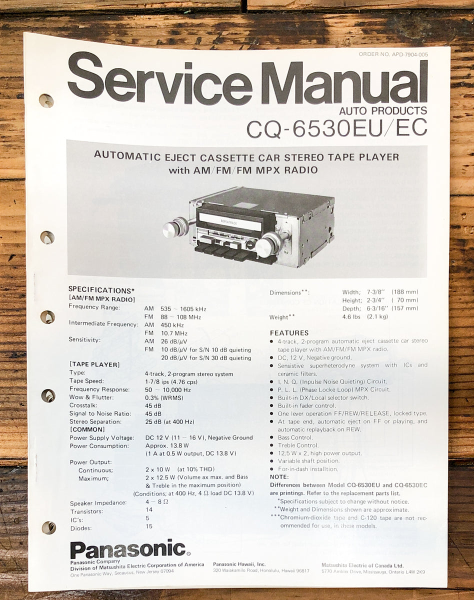 Car Stereo Service Manual *Original* Vintage Audio Store Vintage