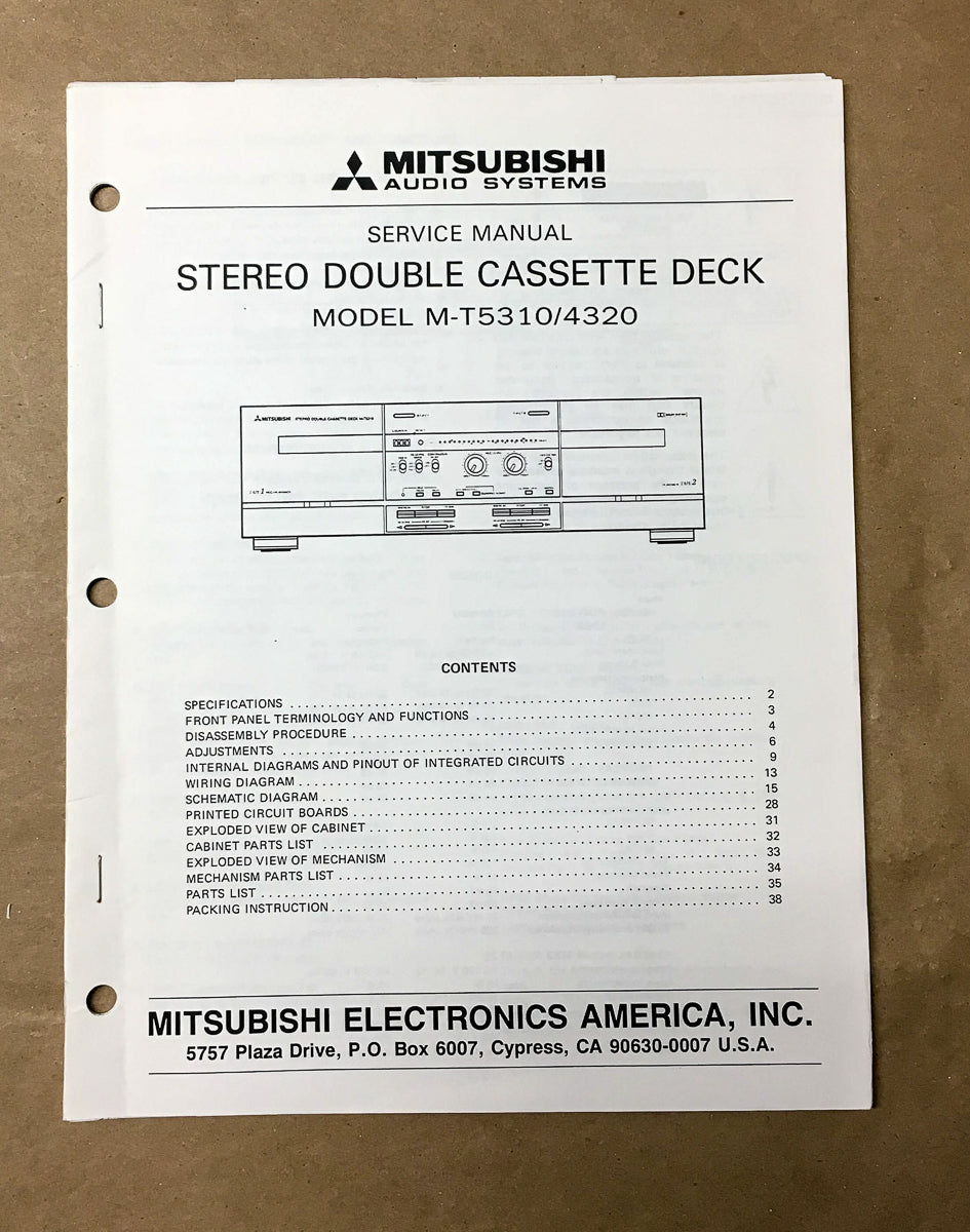 Mitsubishi M-T5310 M-T4320 Cassette Service Manual *Original*