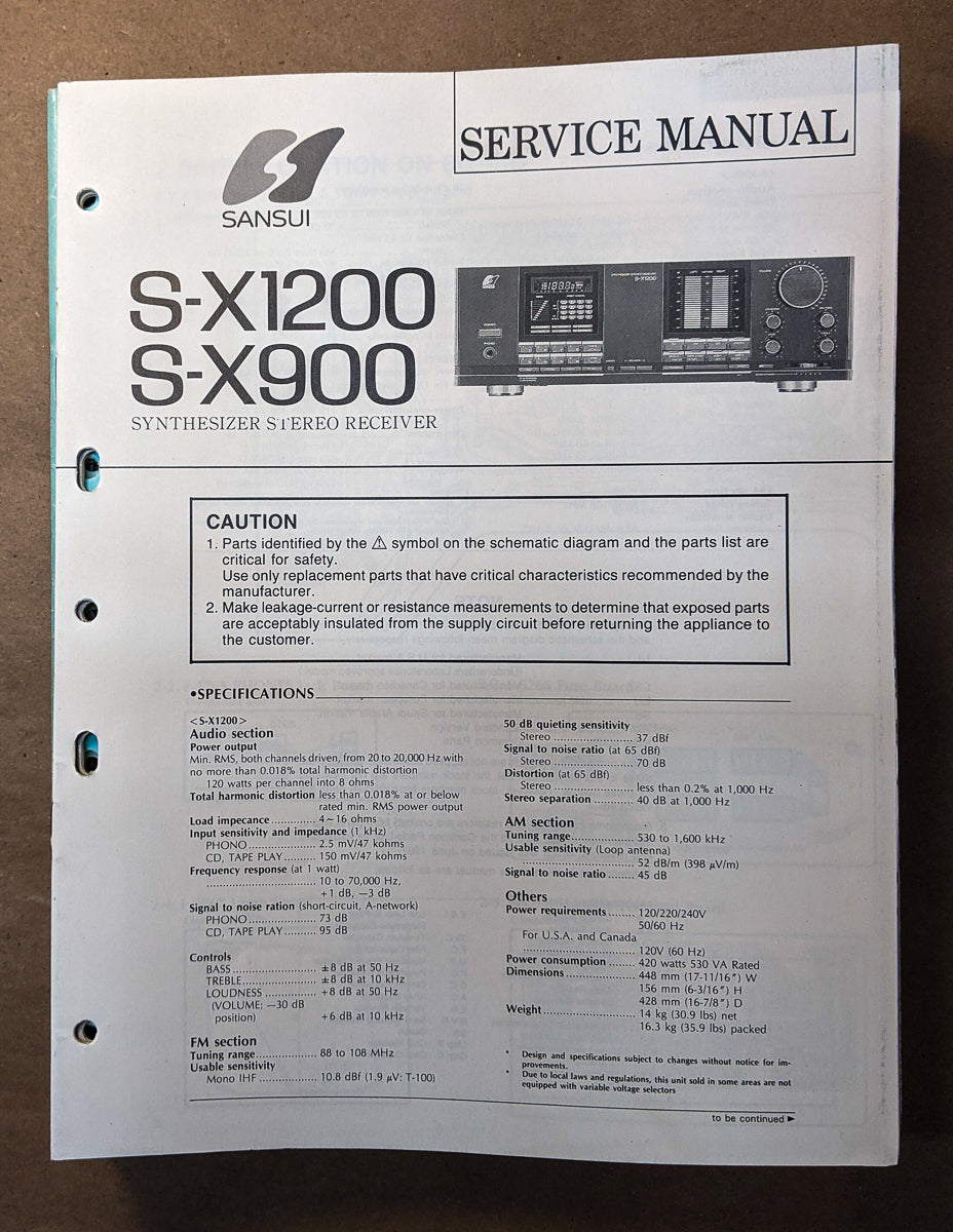Sansui S-X1200 S-X900 Receiver Service Manual *Original*