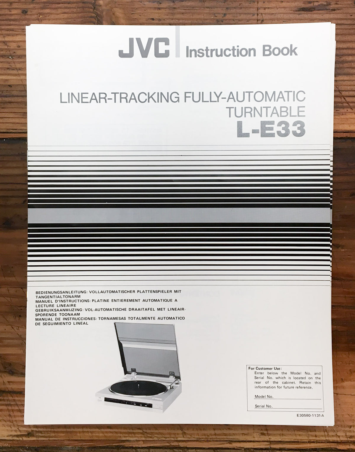JVC L-E33 Record Player / Turntable Owners / User Manual *Original*
