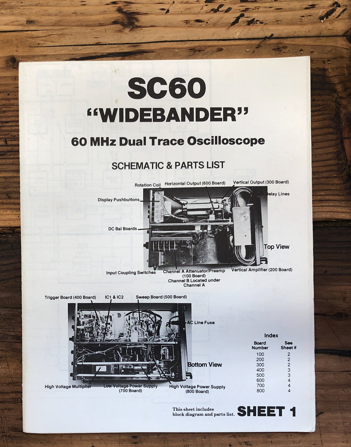 Sencore SC60 SC-60 Oscilloscope Schematic & Parts List Manual *Original*