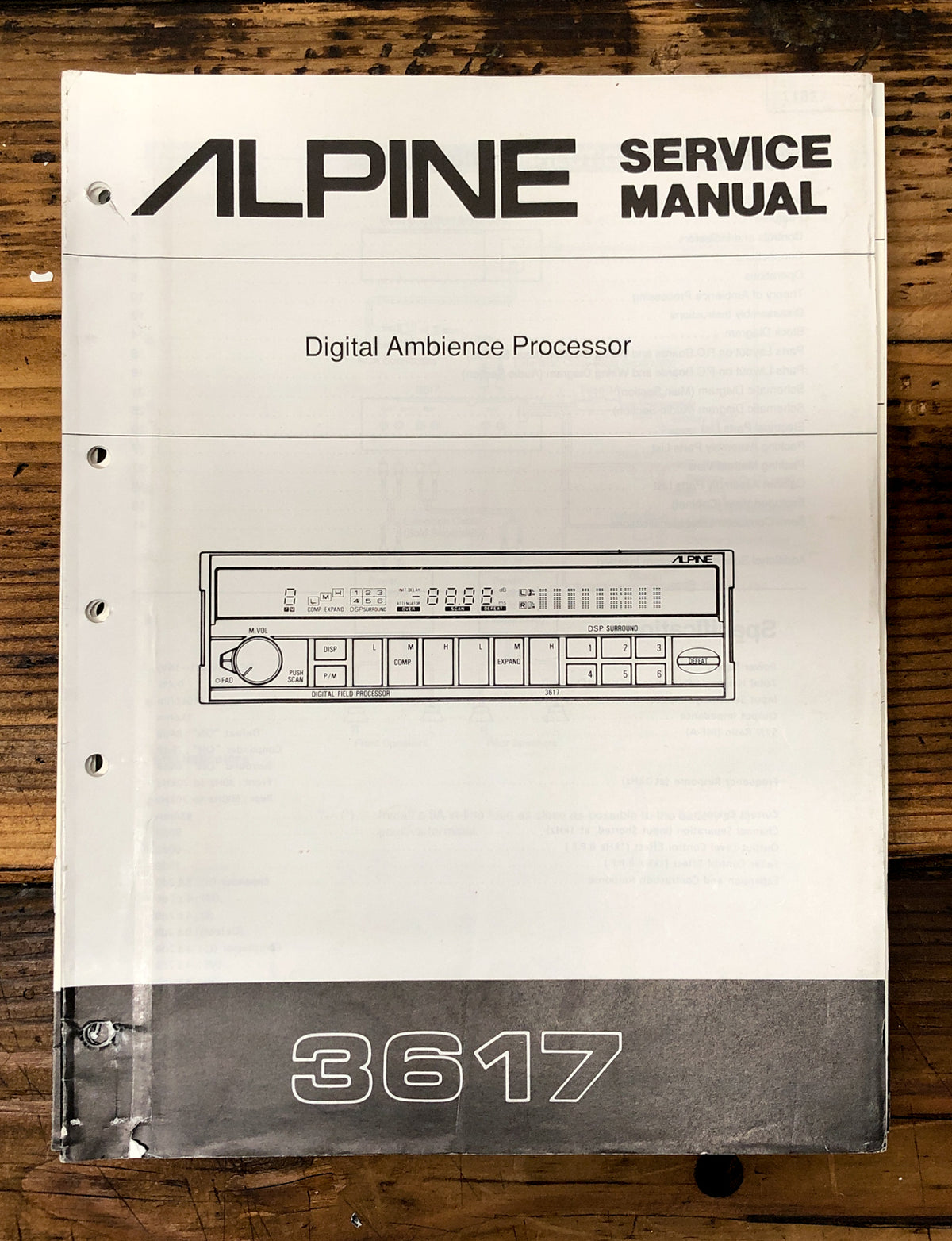 Alpine Model 3617 Processor Service Manual *Original*