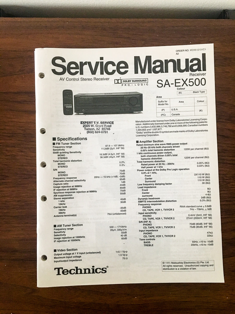 Technics SA-EX500 Receiver Service Manual *Original*