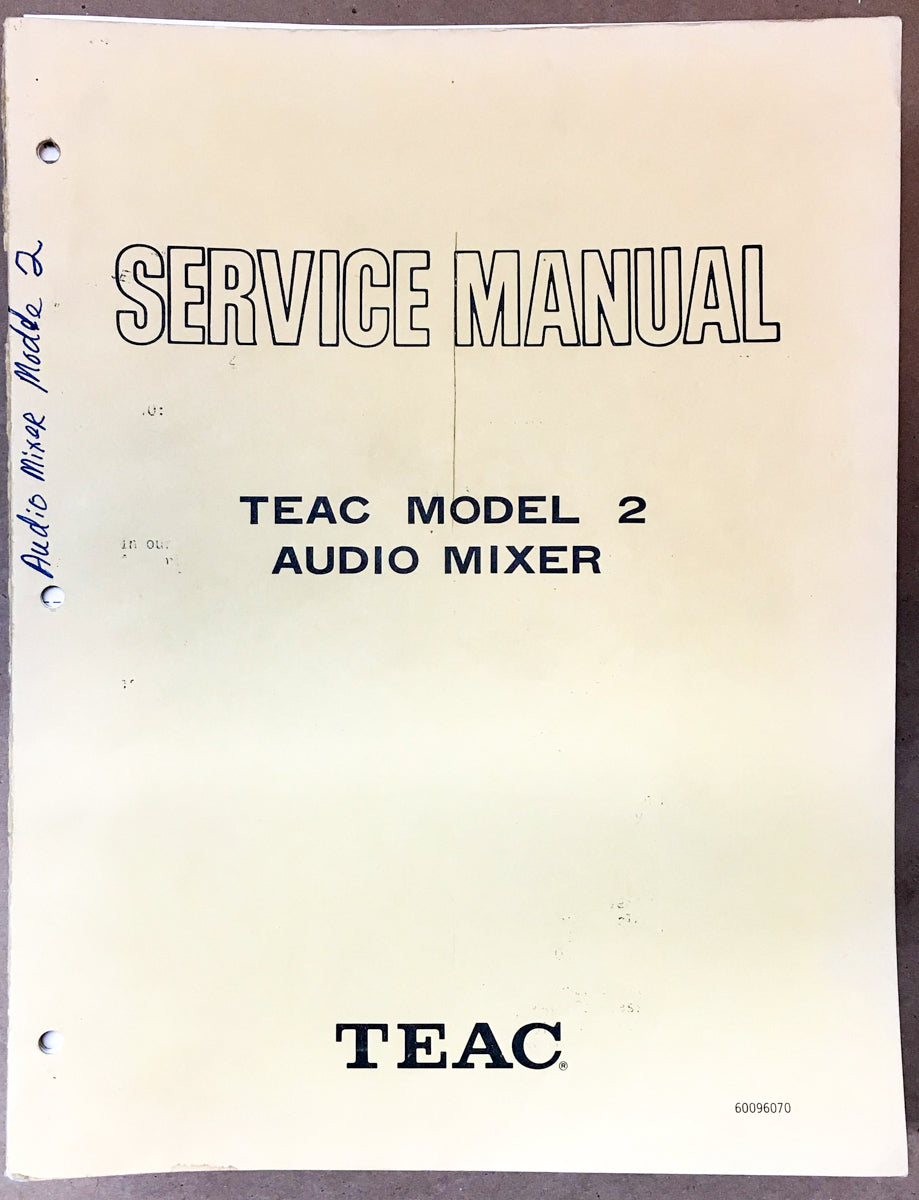 TEAC Model 2 Audio Mixer Service Manual *Original*