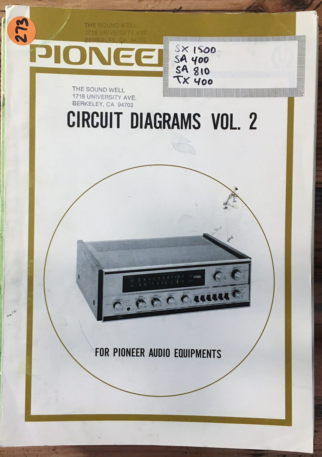 Pioneer SX-1500 SA-400 SA-810 TX-400 Tube Amplifier Circuit Diagrams Vol 2 *Orig