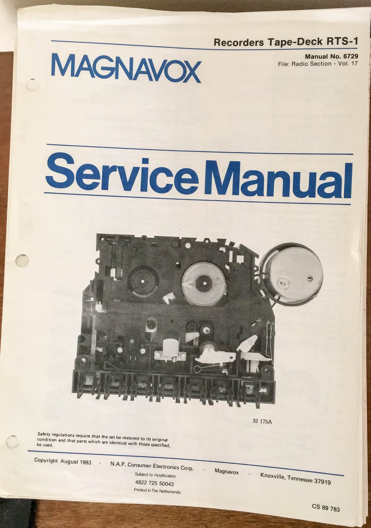 Magnavox RTS-1 Tape Recorders Service Manual *Original*