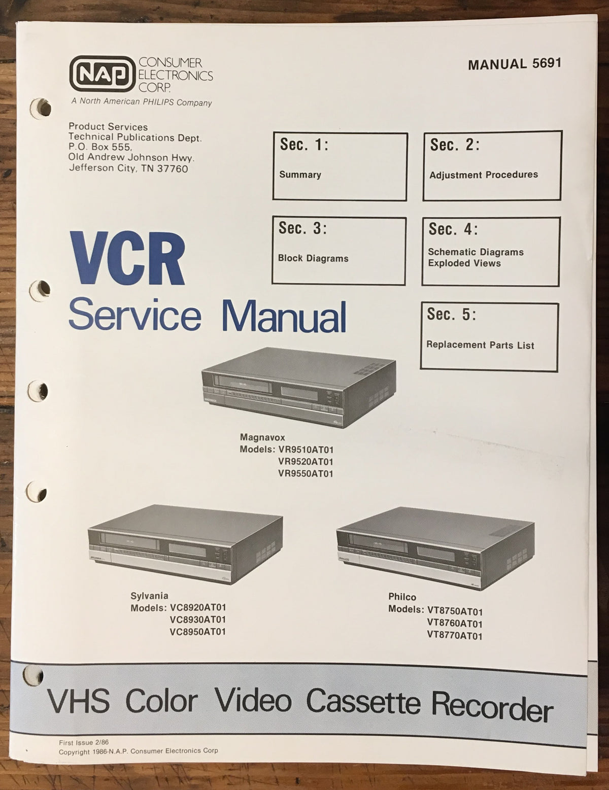 Magnavox Sylvania VR9510 VR950 VR9550 VC8920 VC8930 VC8950 Service Manual Orig