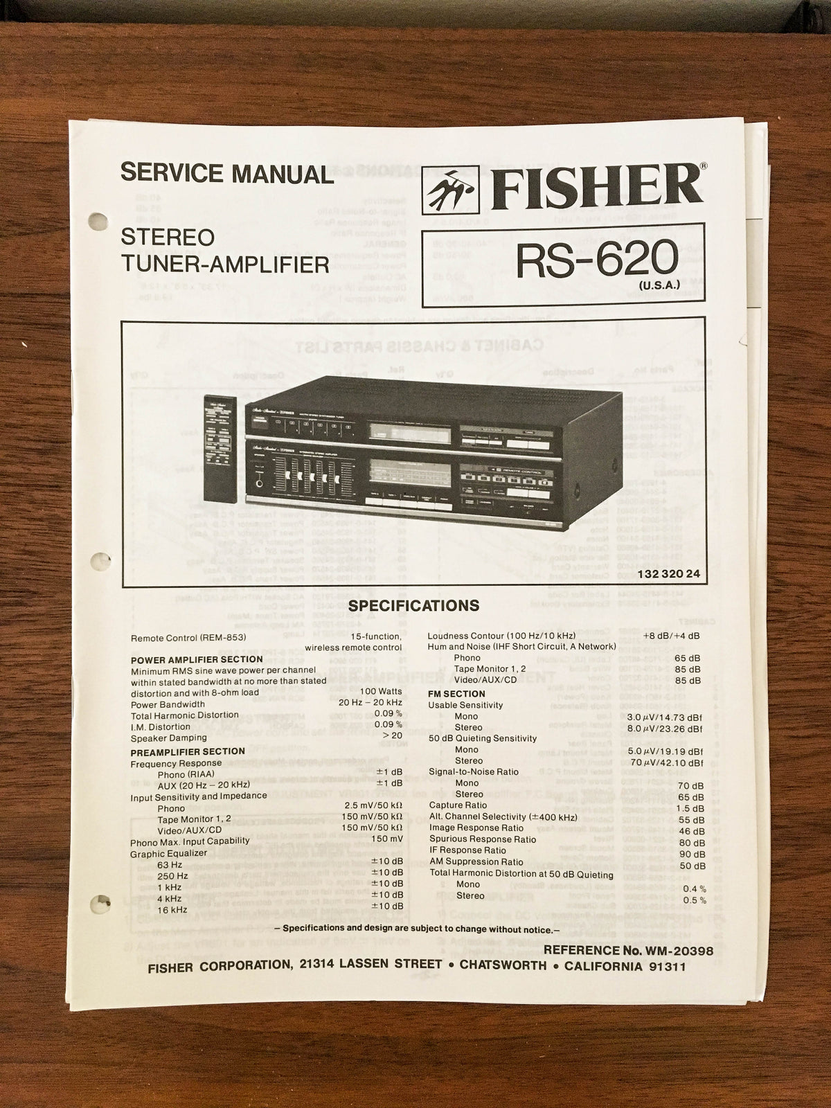 Fisher RS-620 Receiver Service Manual *Original*
