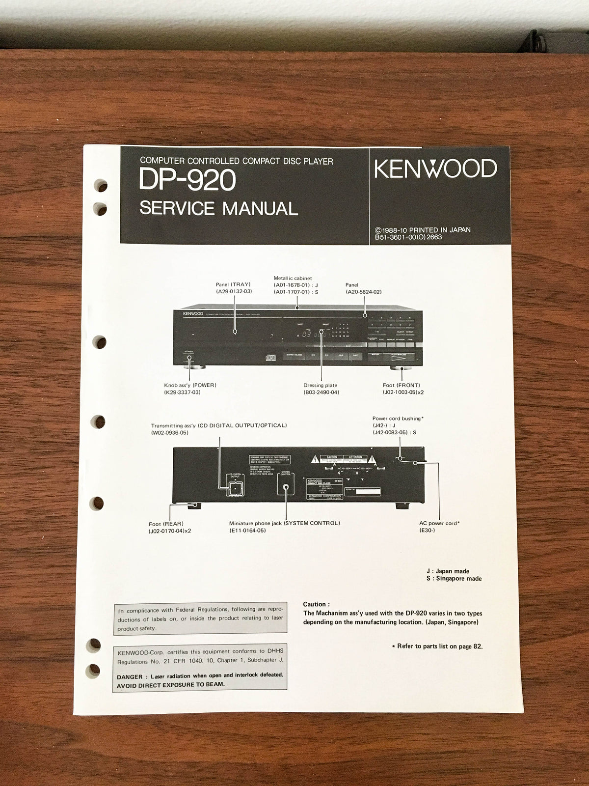 Kenwood DP-920 Service Manual *Original*