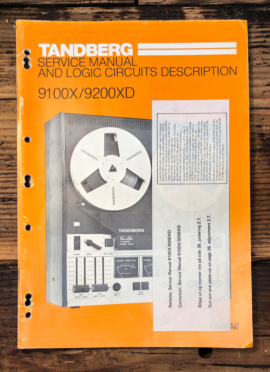 Tape Recorder Parts List Manual *Original* Vintage Audio Store