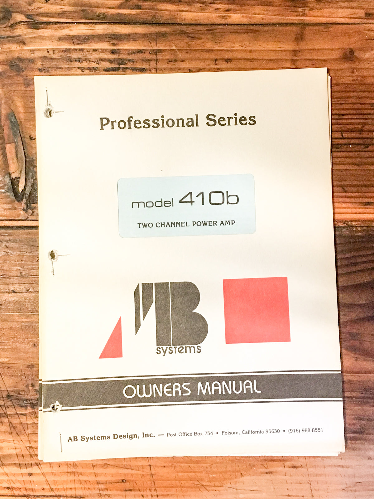 AB Systems Model 410B Amplifier Owner / Instruction Manual *Orig*