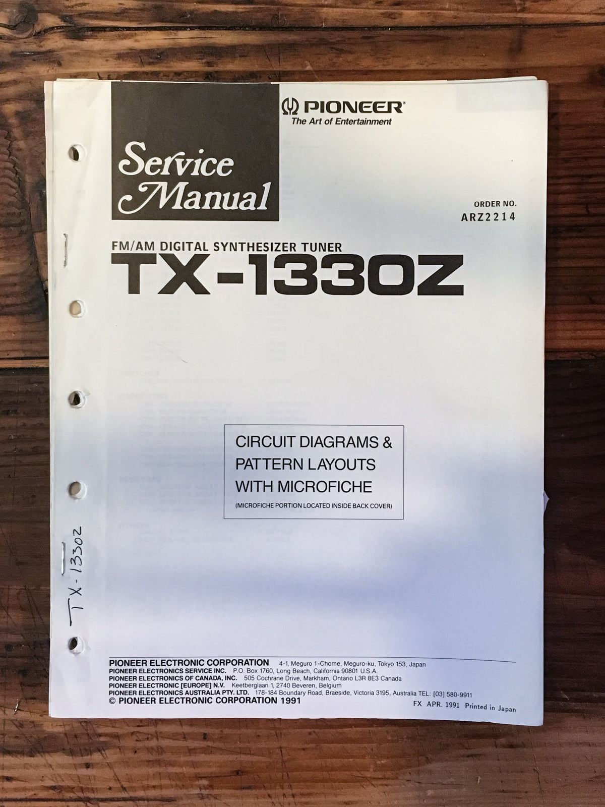 Pioneer TX-1330Z Tuner Service Manual *Original* #1