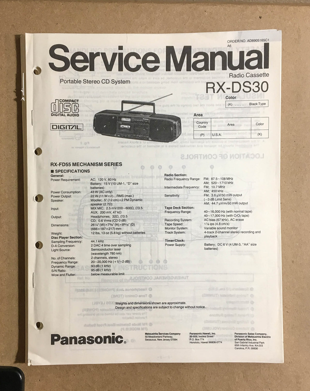 Kenwood RX-DS30 Portable Radio Stereo Service Manual *Original*