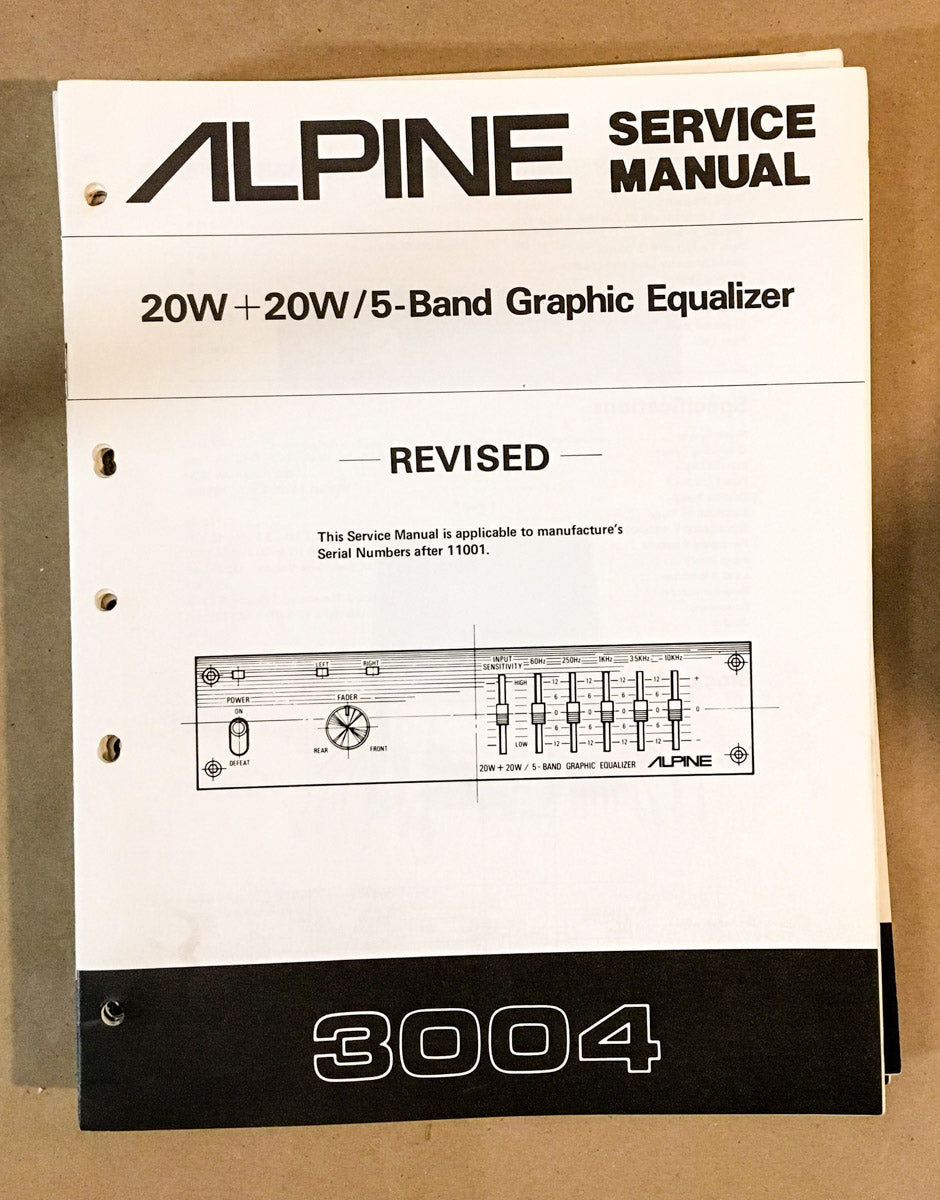 Alpine Model 3004 Equalizer Service Manual *Original*