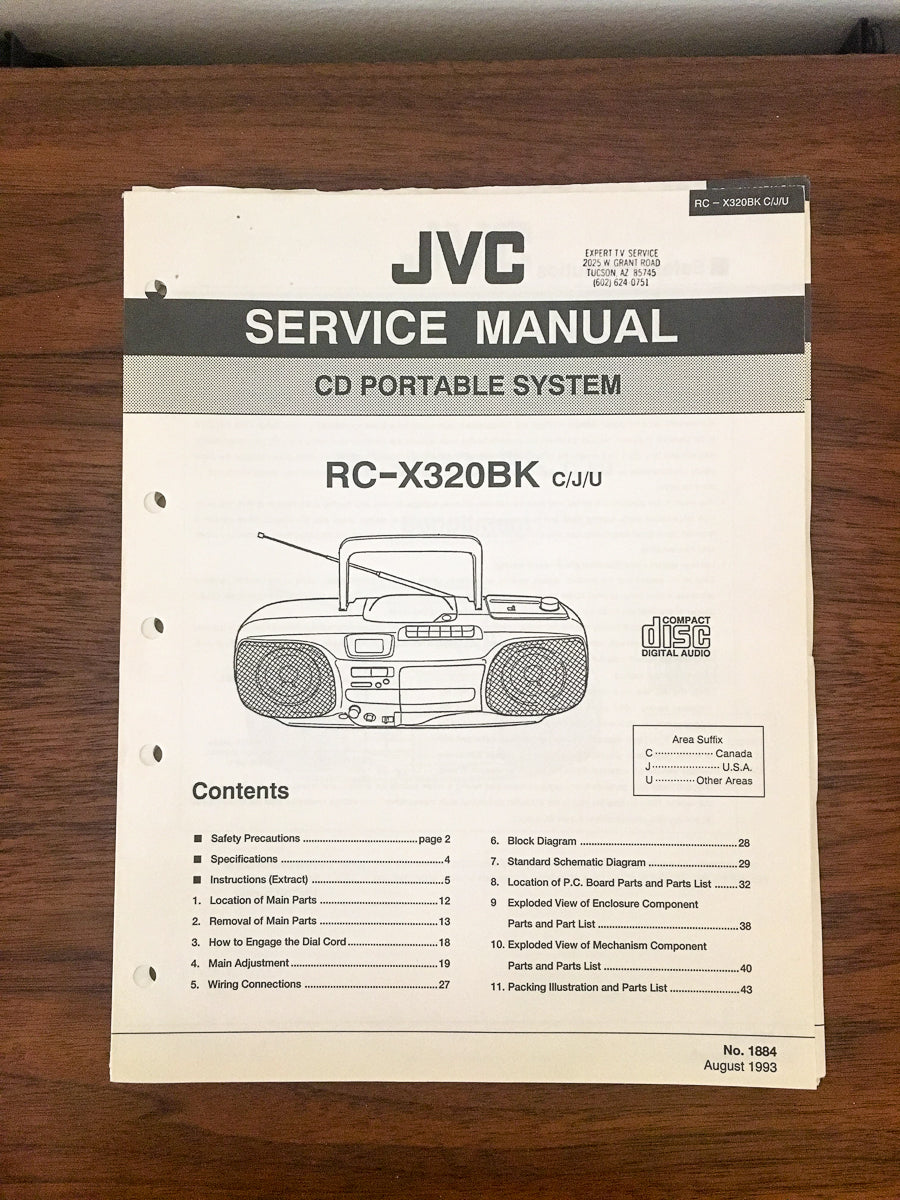 JVC RC-X320BK RC-X320 BK RADIO / BOOMBOX Service Manual *Original*