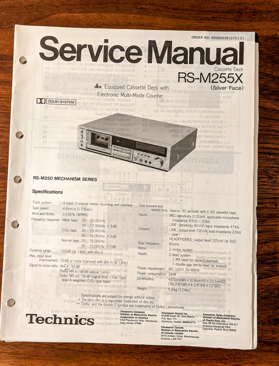 Panasonic RS-M255X Cassette Service Manual *Original*