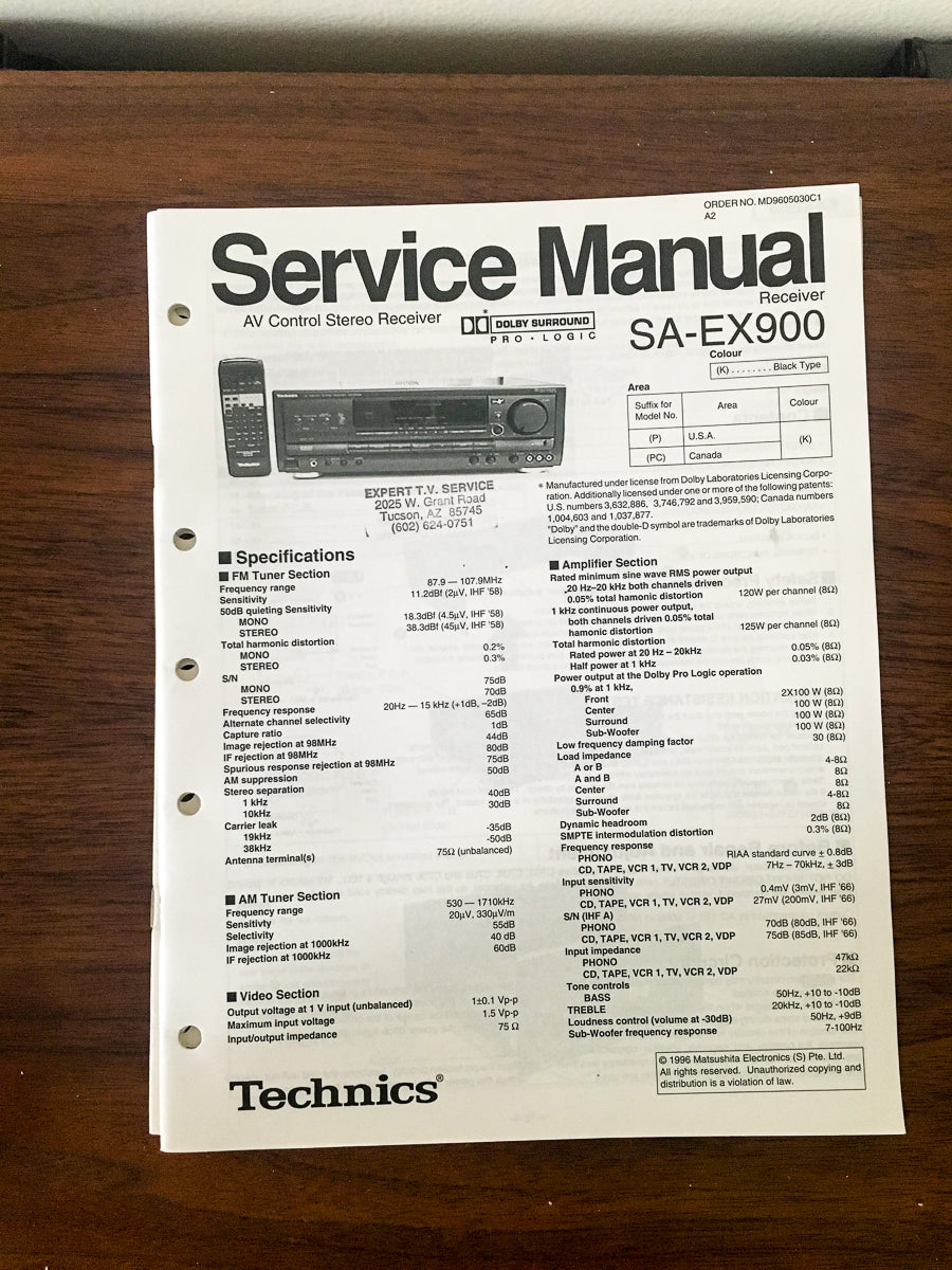 Technics SA-EX900 Receiver Service Manual *Original*