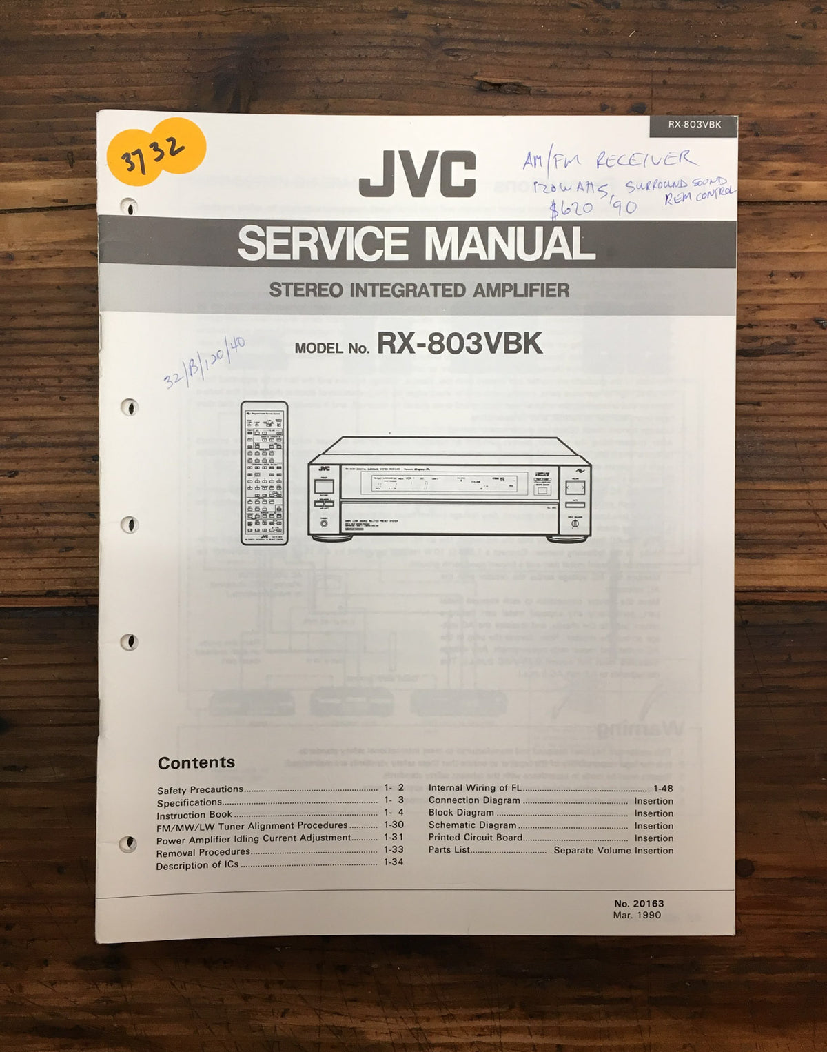 JVC RX-803 RX-803VBK Receiver Service Manual *Original*