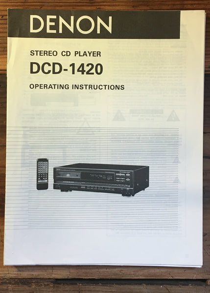 Denon DCD-1420 CD Player User / Owners Manual *Original*