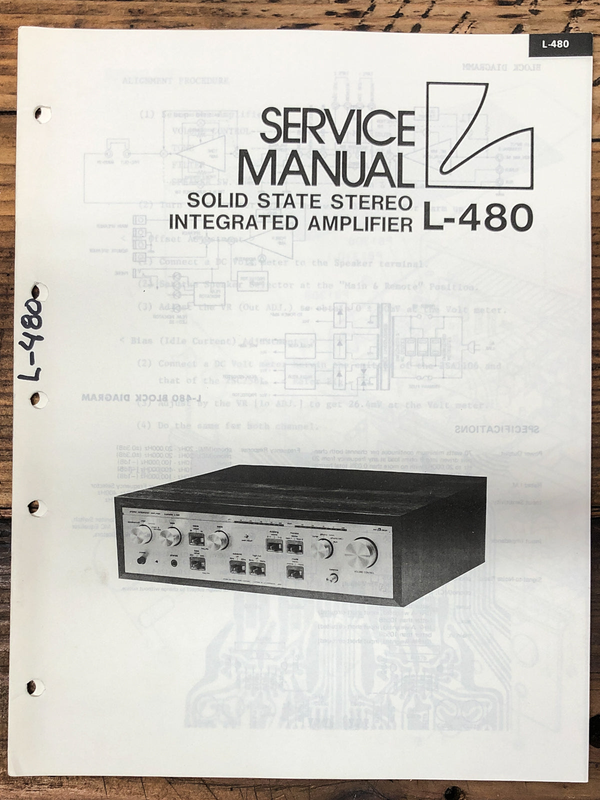 Luxman L-480 Amplifier Service Manual *Original*