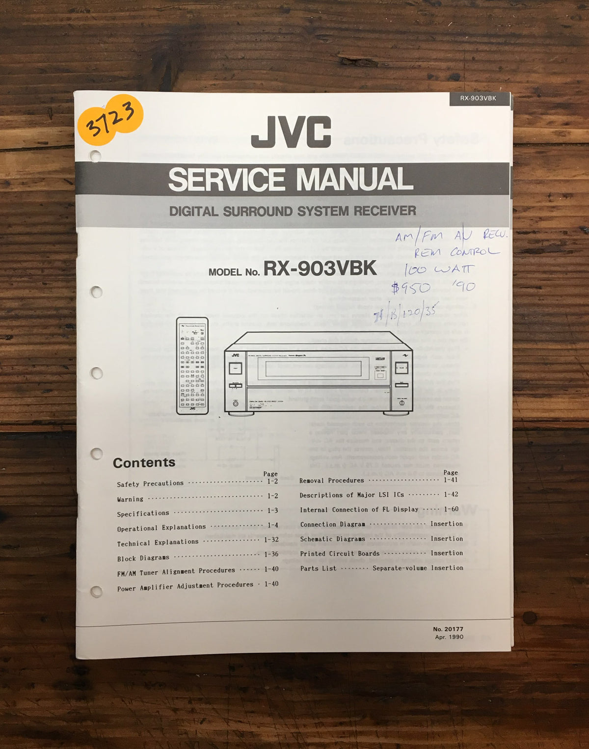 JVC RX-903 RX-903VBK Receiver Service Manual *Original*