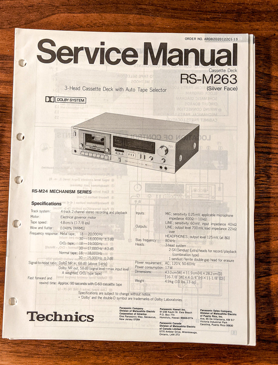 Panasonic RS-M263 Cassette Service Manual *Original*