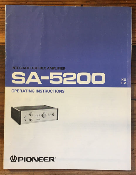 Pioneer SA-5200 Amplifier User / Owners Manual *Original*