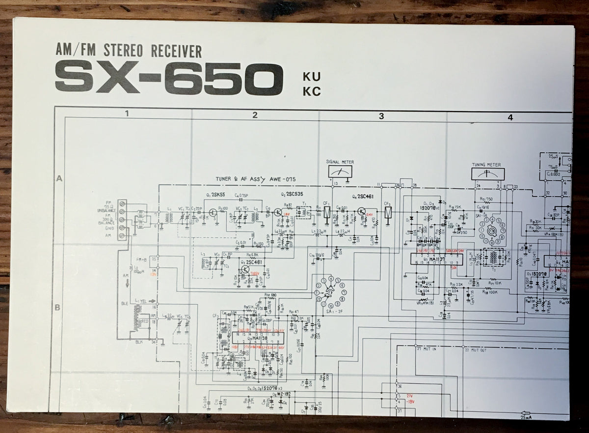 Pioneer SX-650 KU KC Receiver Large Fold Out Schematic *Original* #1