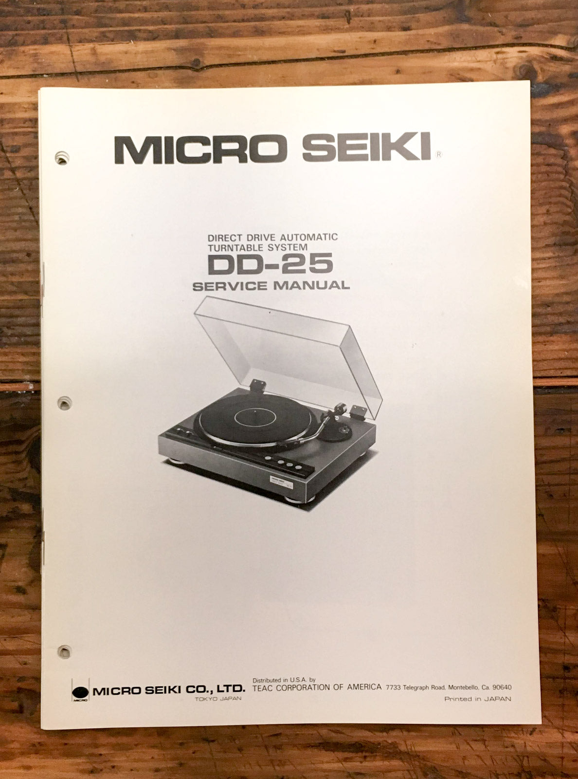 Micro Seiki DD-25 Record Player / Turntable Service Manual *Original*