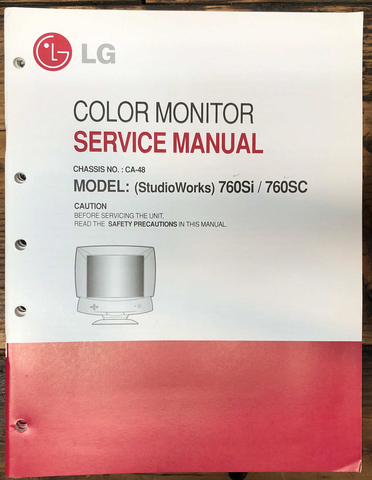LG Studioworks 760Si 760SC CA-48 Monitor Service Manual *Original*