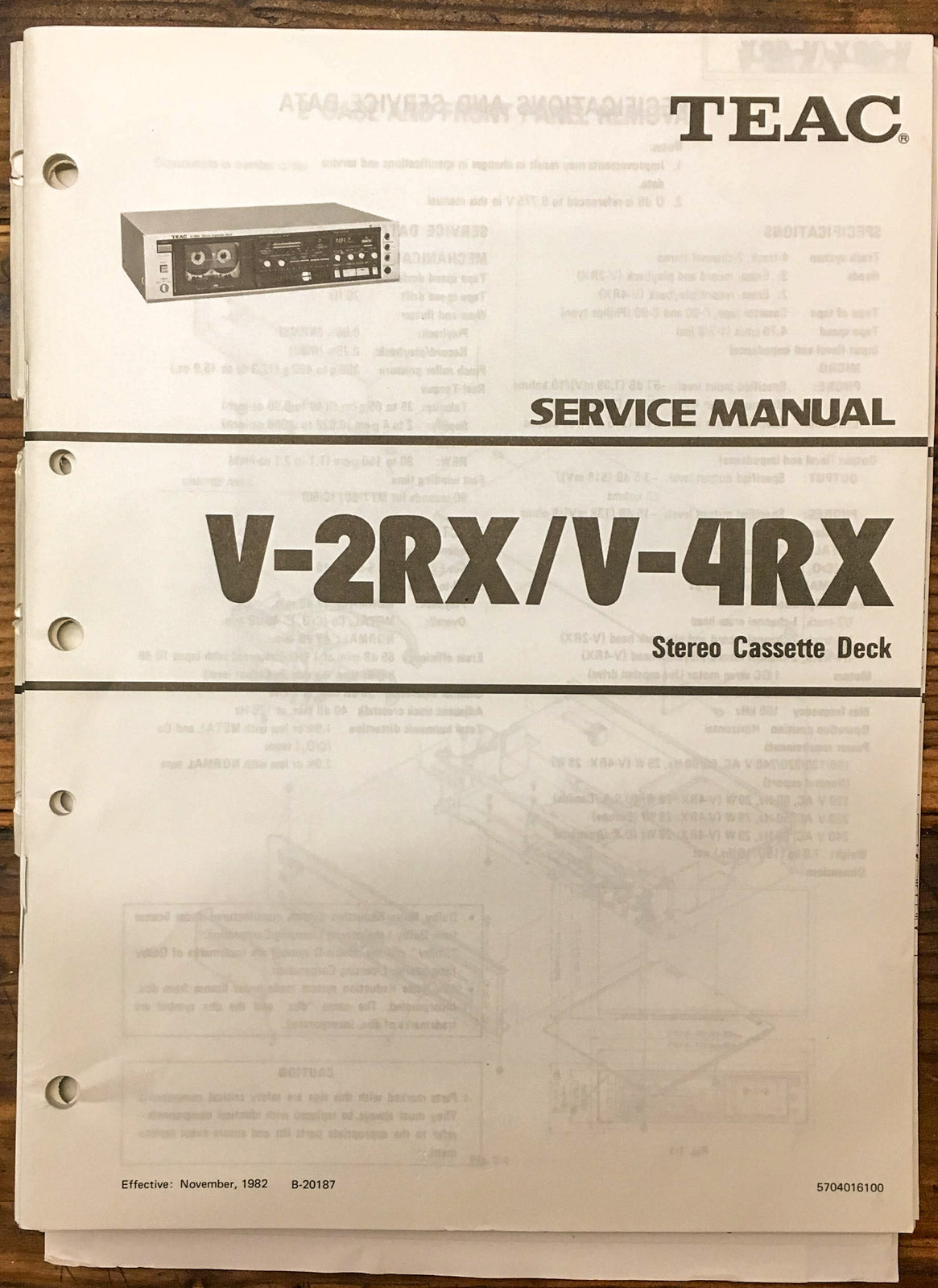 Teac V-2RX V-4RX Cassette Deck Service Manual *Original*