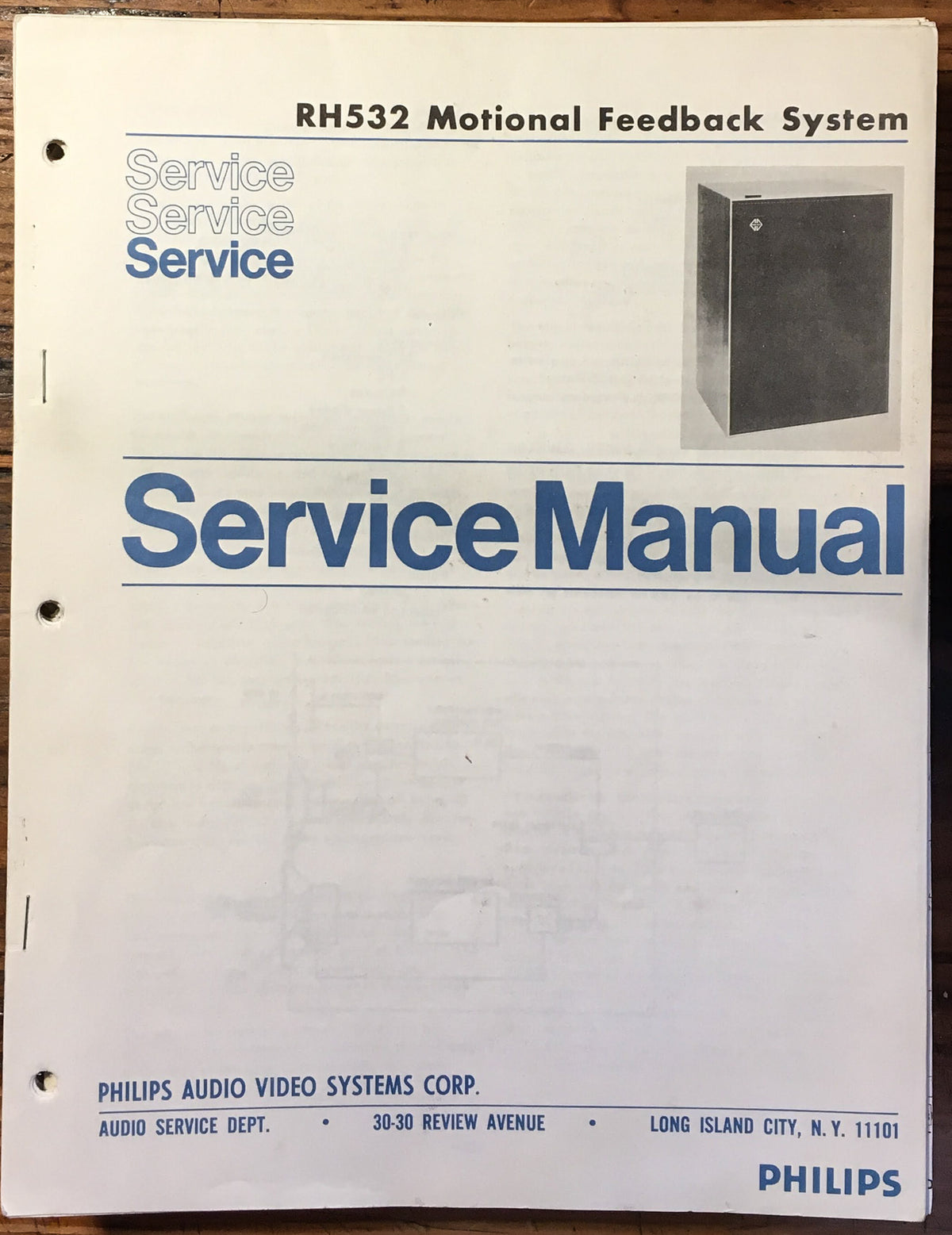 Philips RH532 Motiional Feedback System Speaker Service Manual *Original*