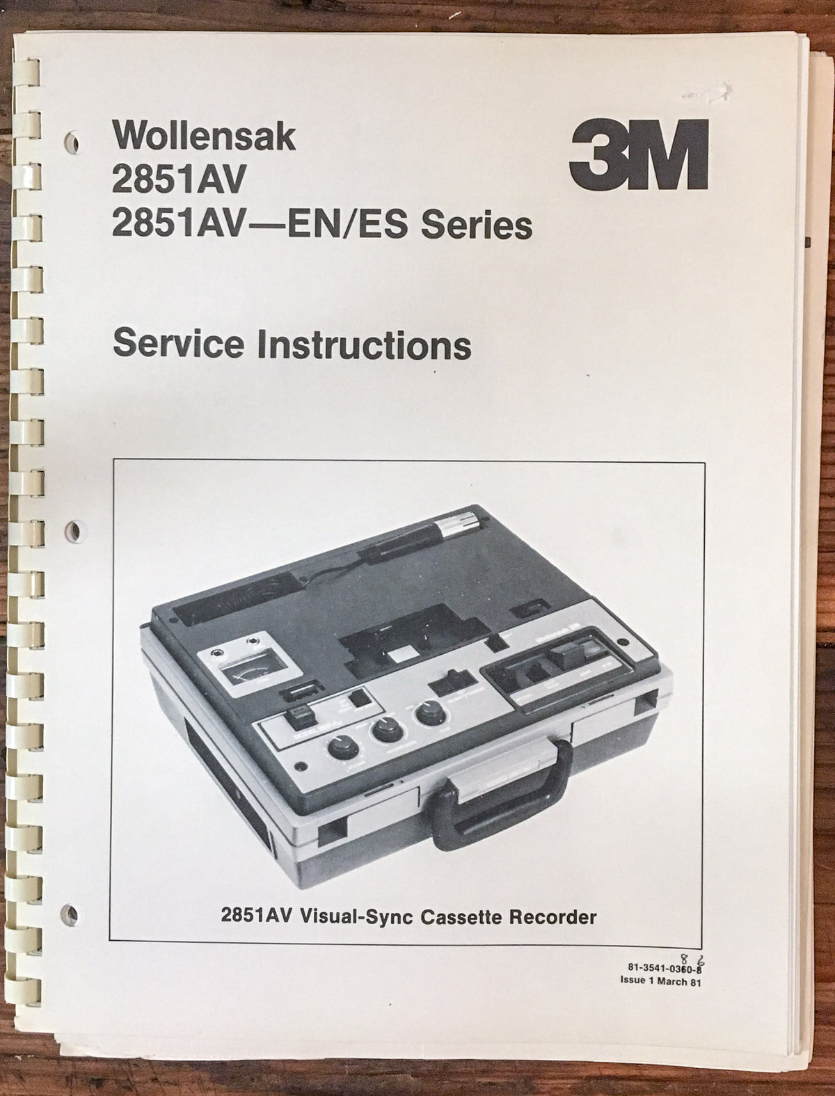 3M / Wollensak 2851AV 2851 AV EN ES Series Cassette Service Manual *Orig* #2