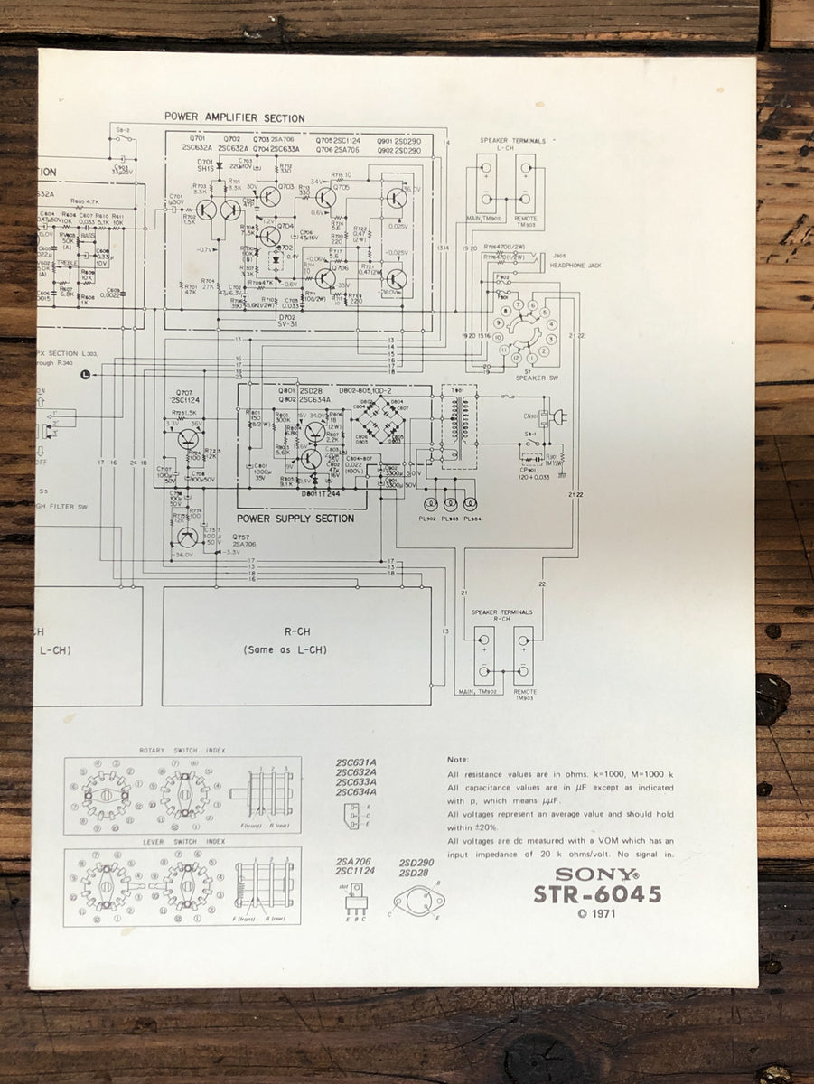 Receiver Fold Out Schematic *Original* Vintage Audio Store Vintage