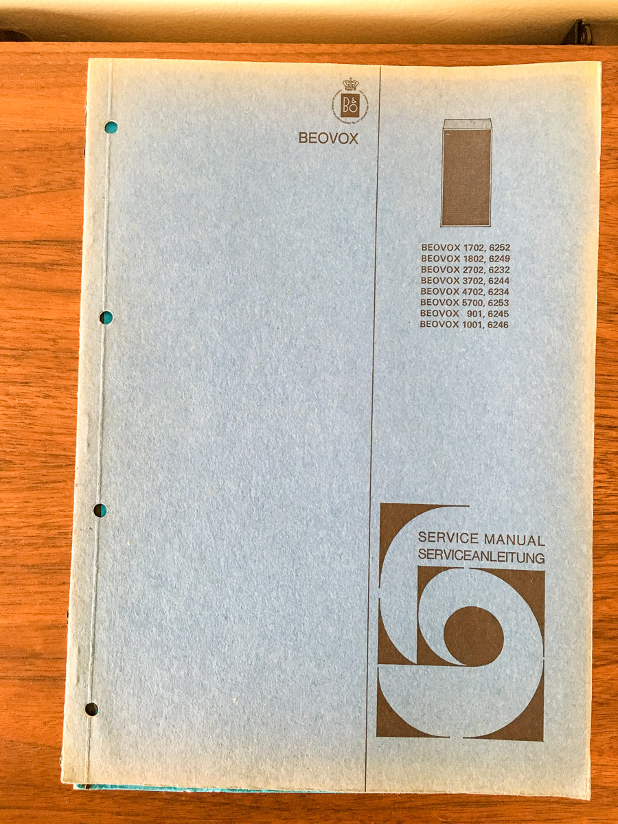 B&O Beovox 1702 1802 2702 3702 4702 5700 901 1001 Speaker Service Manual Orig #2