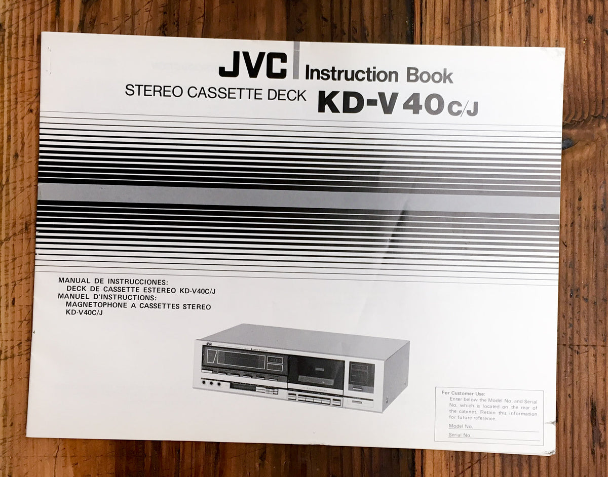 JVC KD-V40 Cassette Owners / User Manual *Original*