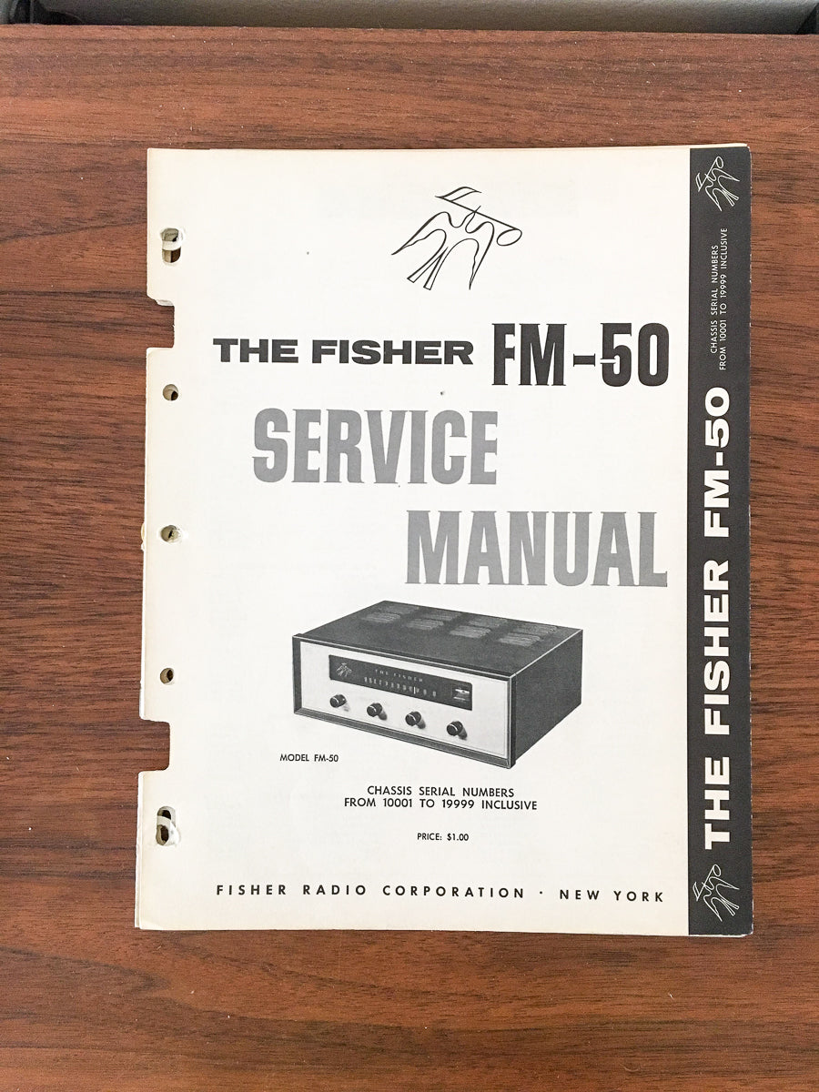 Fisher FM-50 Tuner Service Manual *Original*