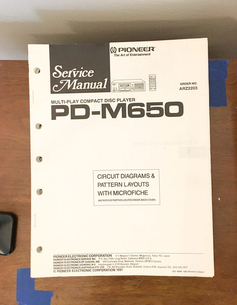 Pioneer PD-M650 CD Player Service Manual *Original*