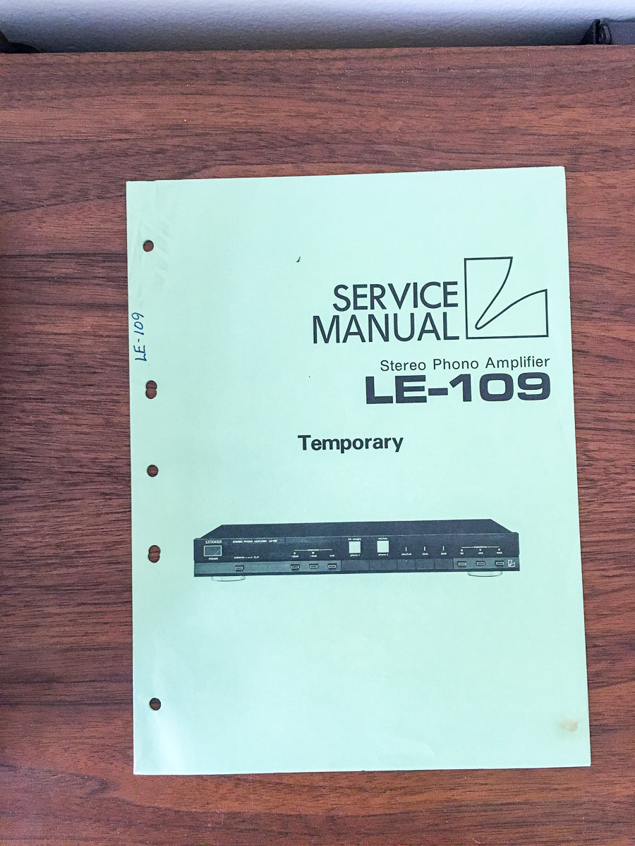 Luxman LE-109 Phono Amplifier Temporary Service Manual *Original*