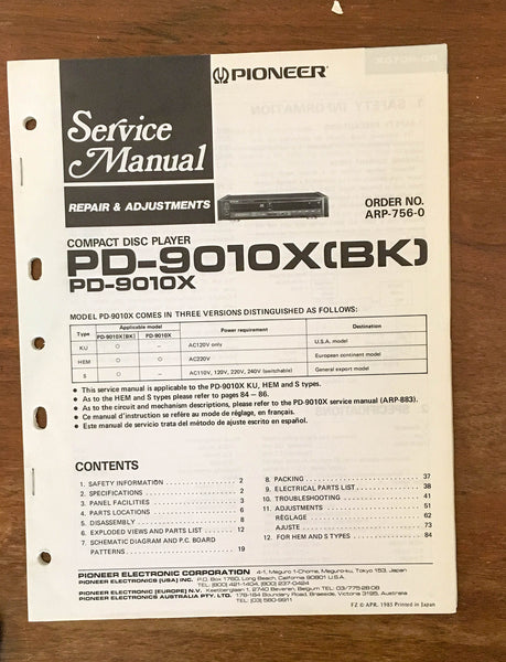 Pioneer PD-9010X / 9010 X CD Player Service Manual Notice *Original*