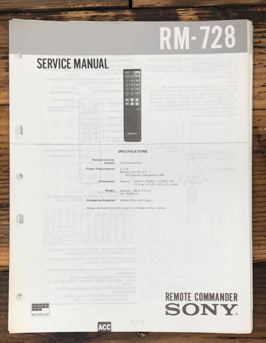 Remote Control Service Manual *Original* – Vintage Audio Store ...