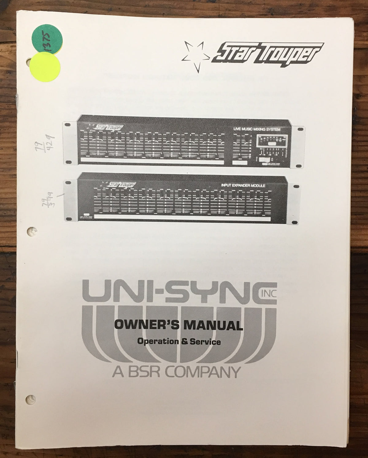 Uni-Sync Star Trouper Mixer Operation & Service Manual *Original*