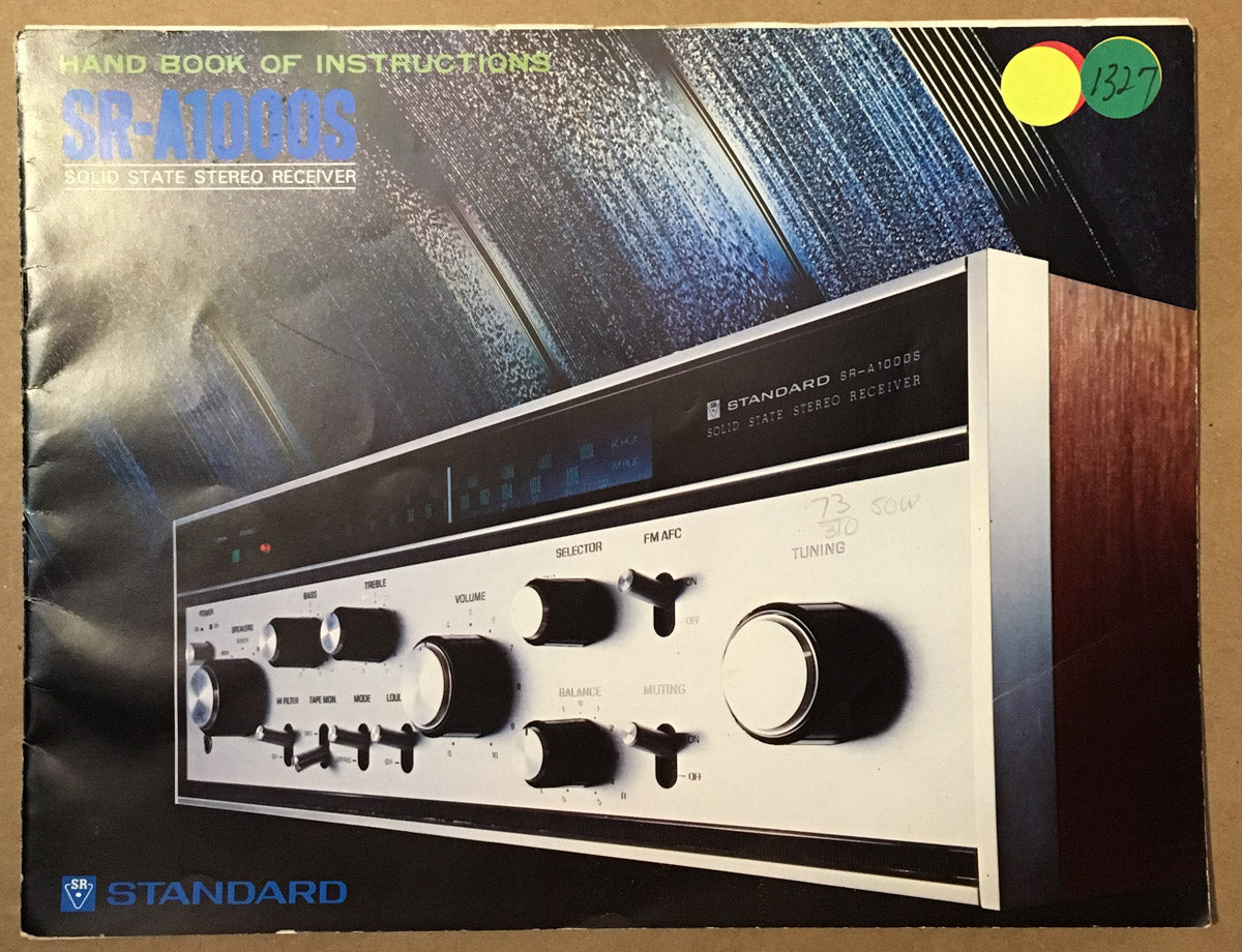 Standard Radio SR SR-A1000S Receiver Owners Manual *Original*