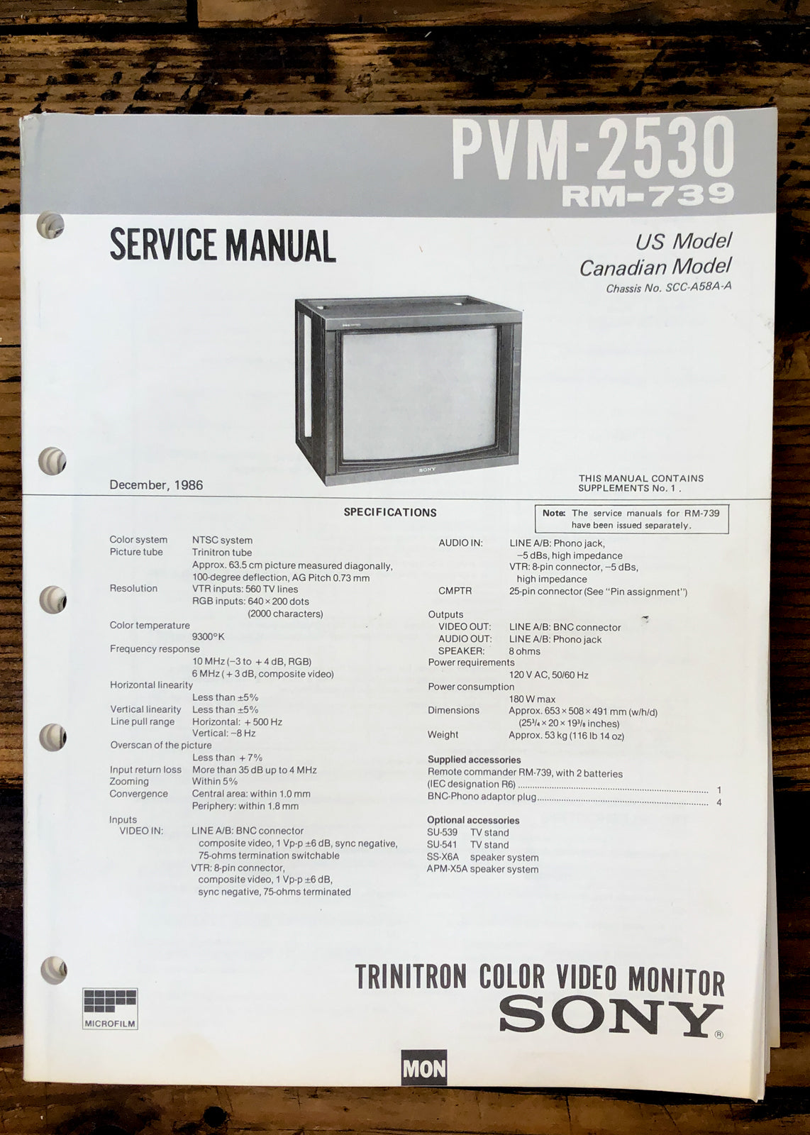 Sony PVM-2350 Monitor Service Manual *Original*