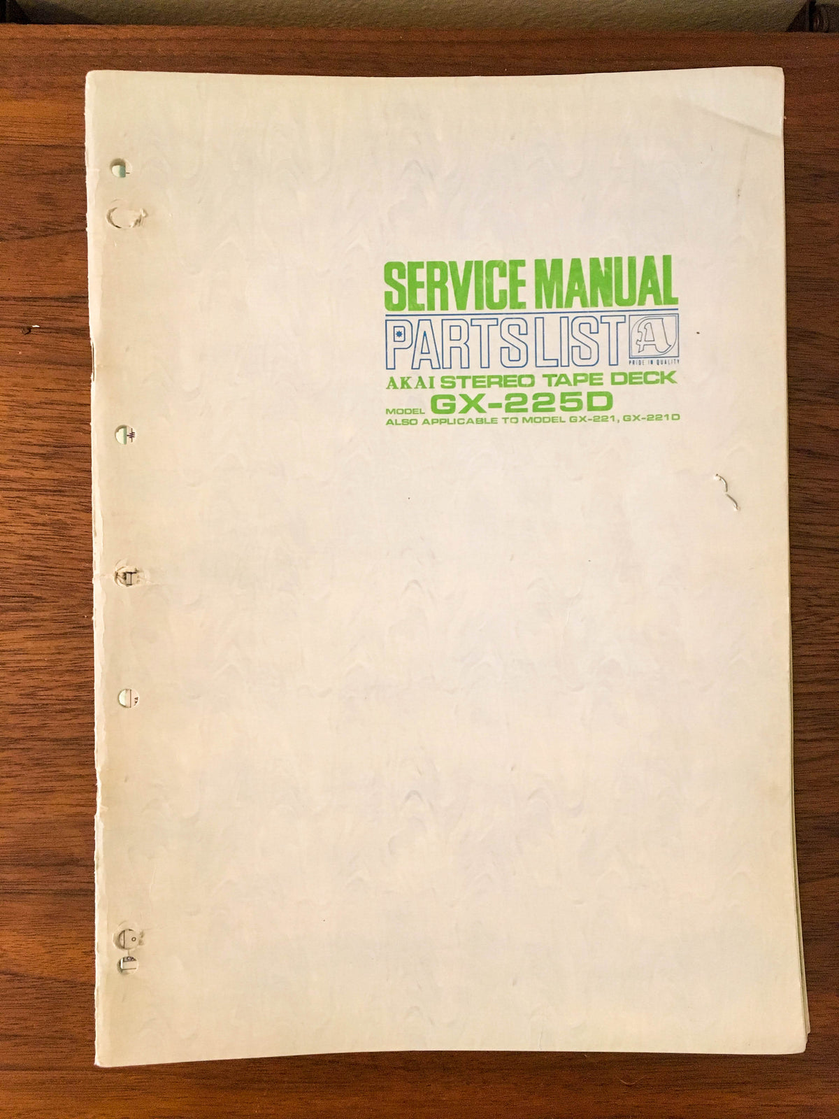 Akai GX-225D GX-221 GX-221D Reel Tape Player Service Manual *Original*