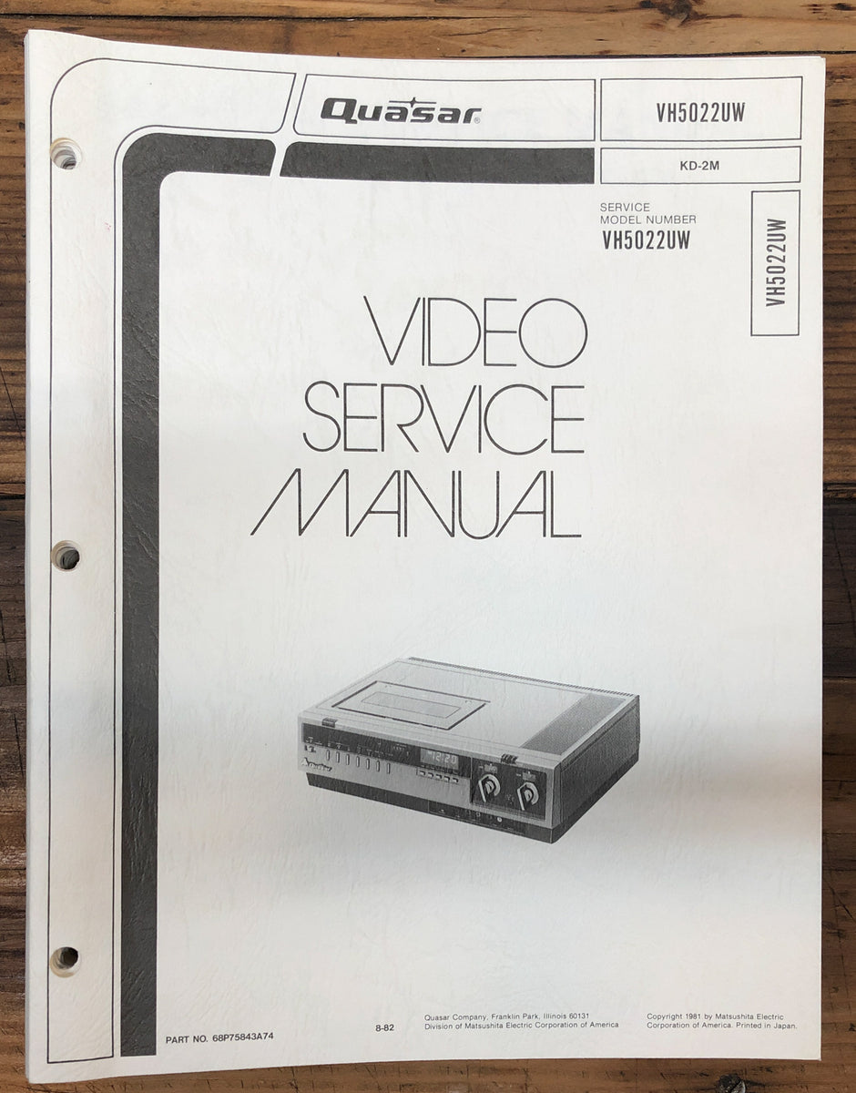 VCR Service Manual *Original* Vintage Audio Store Vintage Service Manuals, Stereo Brochures